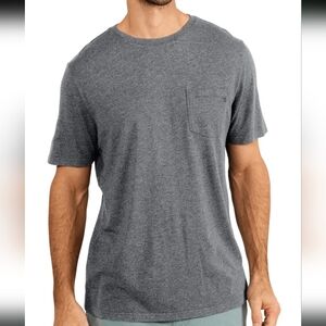 Free Fly Men's Bamboo Heritage Pocket Heather Flint Gray Tee T-shirt Medium